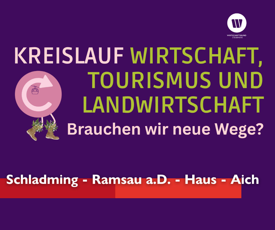 Wirtschaftssymposium in der Region Schladming–Ramsau–Haus–Aich am 30. April 2026 mit Vorträgen, Diskussion und Networking.